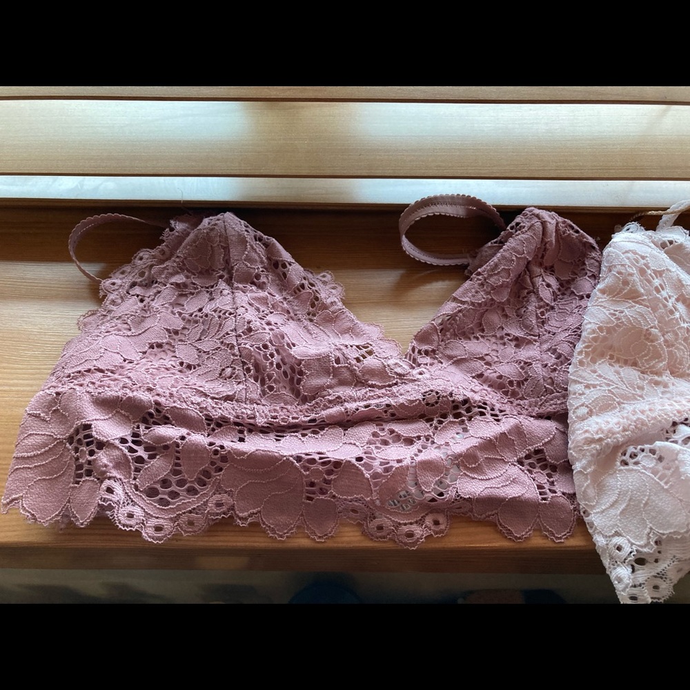 2 pink bralettes